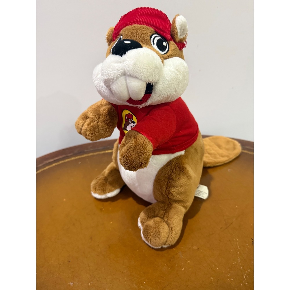 Buc-ee's Beaver Plush Kids 10" Brown Excellent Red Shirt Corduroy Hat Mascot